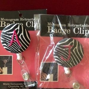 J Monogram Retractable Badge Clip- Brand new
